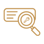 Icono de planeación e investigación de palabras clave o keywords para SEO