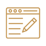 Icono de redacción de artículos de blog con estructura semántica y enfoque SEO e IA
